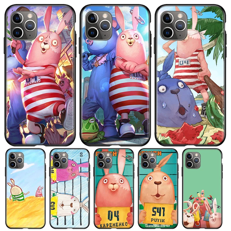 

Prison Rabbit Anime For Apple iPhone 12 11 Pro Max mini XS Max XR X 8 7 6 6S Plus 5S SE 2020 Soft Black Phone Case