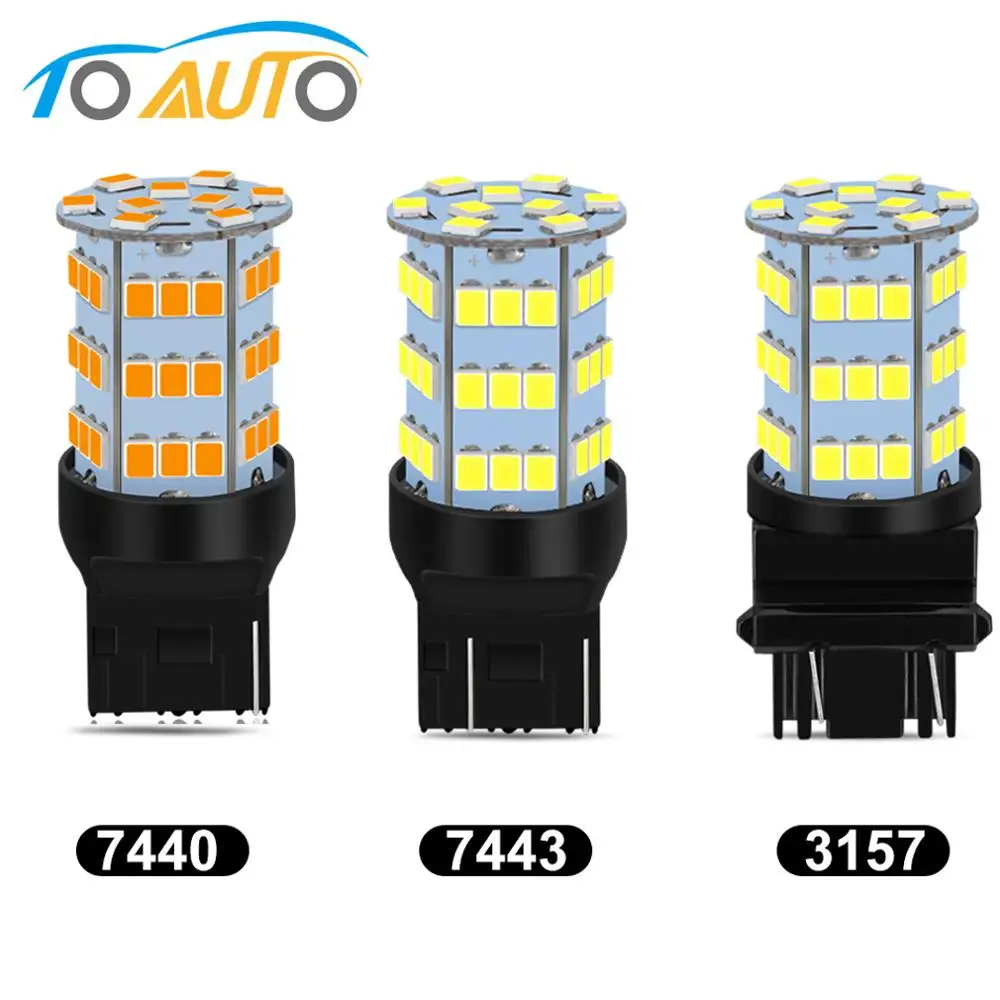 1 шт. T20 W21/5 Вт 7443 7440 W21W Светодиодная лампа T25 3157 54SMD 2835 чипы светильник задняя стоп s