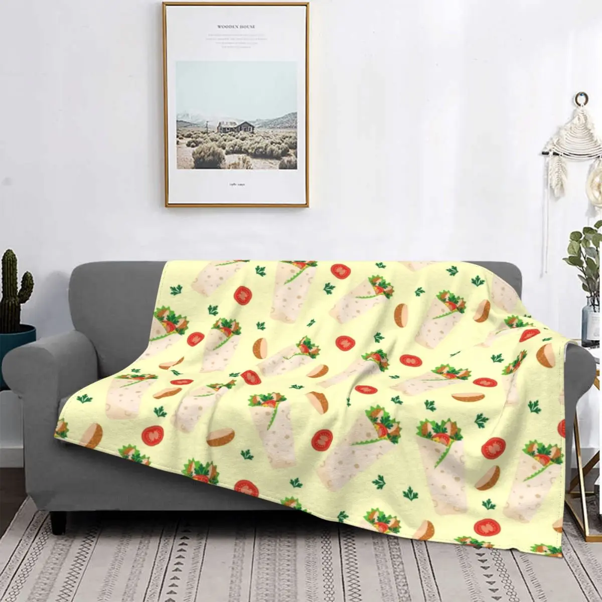 

Mexican Burrito Pattern Blankets Fleece Spring/Autumn Delicious Breakfast Multi-function Warm Throw Blankets for Bed Couch Quilt