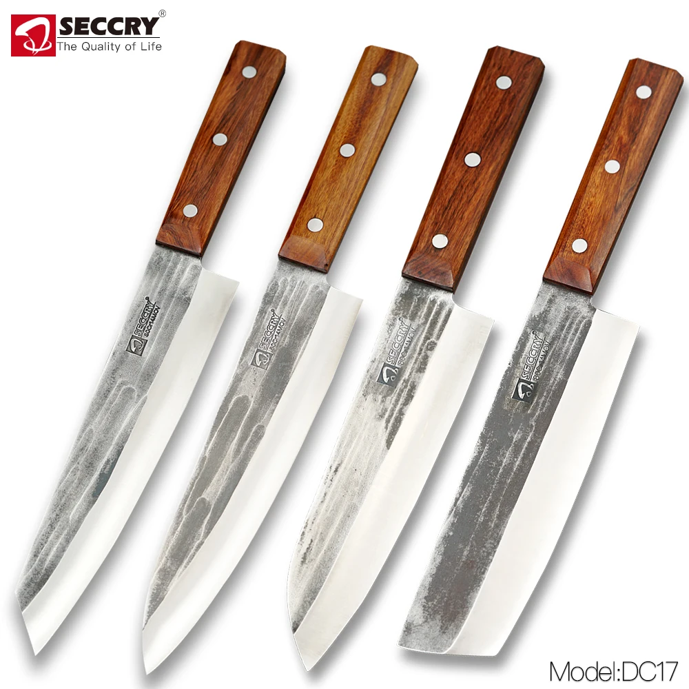 

Японский нож шеф-повара SECCRY ручной работы из кованой стали 8Cr, нож сантоку, нож мясника, нож для нарезки мяса, кухонные ножи, инструменты для г...