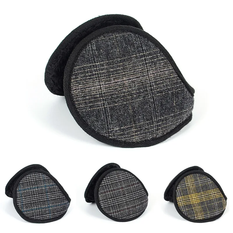 Новые клетчатые наушники Зимние теплые мягкие плюшевые уличные для катания на