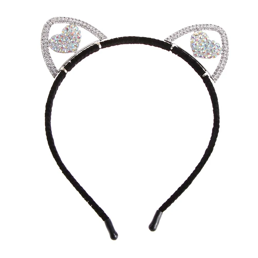 Женская повязка на голову с кошачьими ушками головной убор Хрустальная лента для