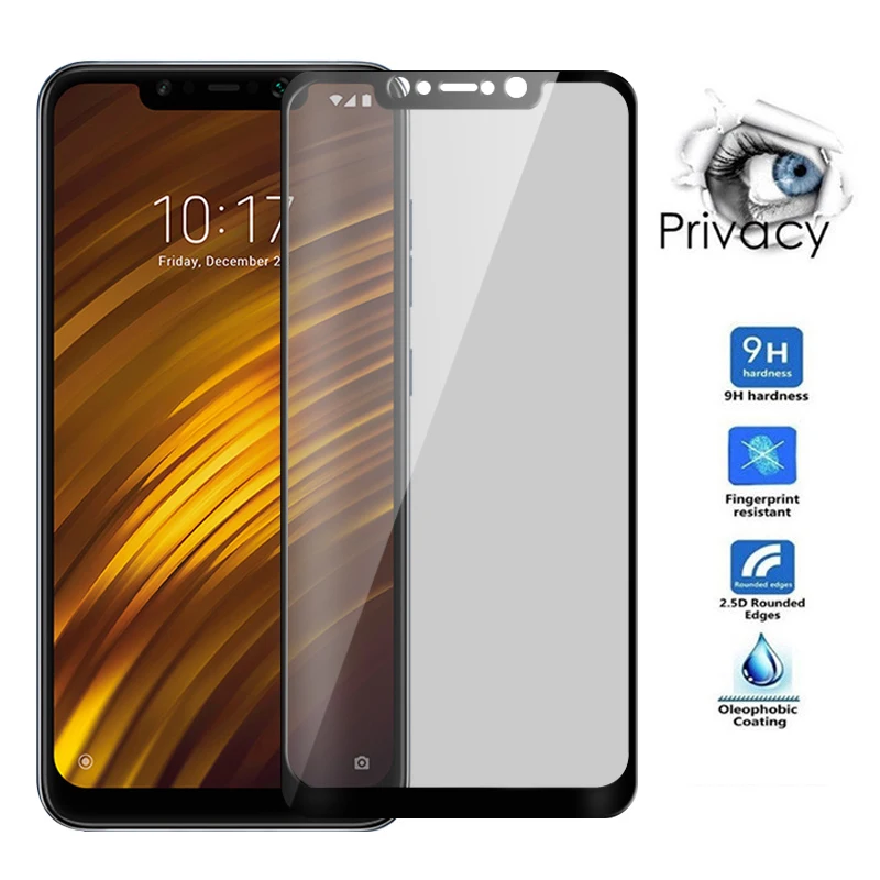 9D антипип стекло для Xiaomi Pocophone F1 закаленное защита экрана конфиденциальности