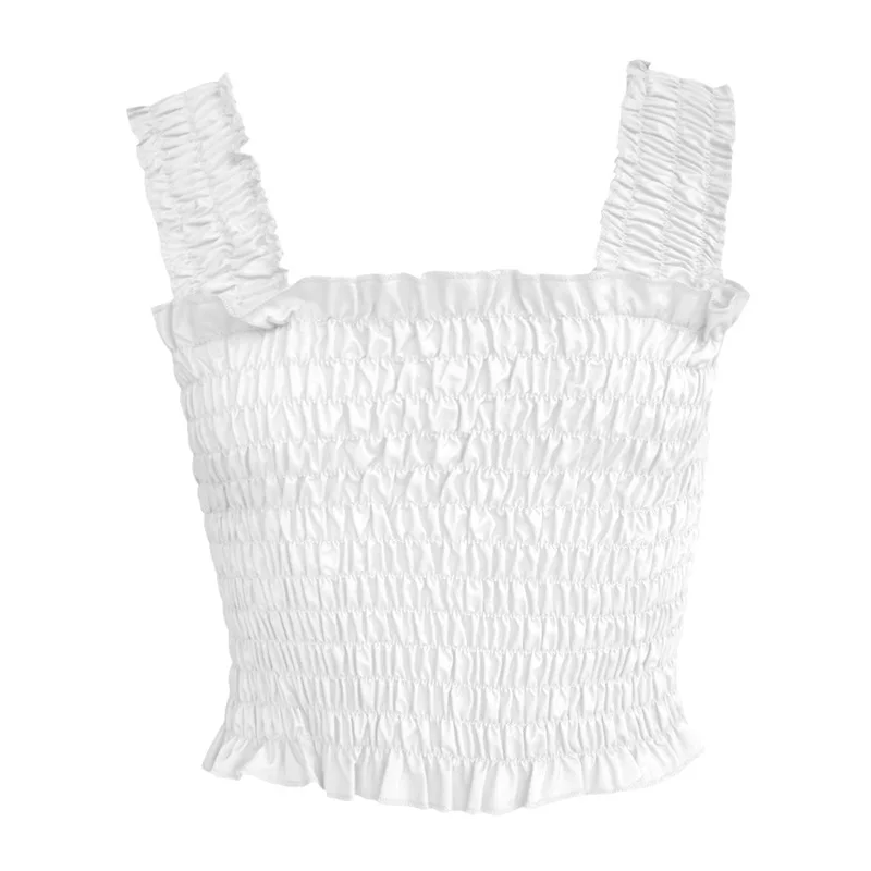 Топ женский плиссированный укороченный модная Клубная одежда майка с рюшами