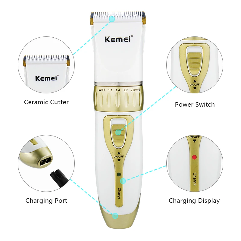 Kemei Rechargeable Electric Clippers Professional Razor Barber Trimmer for Men and Women Adjustable Salon Shaving Machine 43D | Бытовая