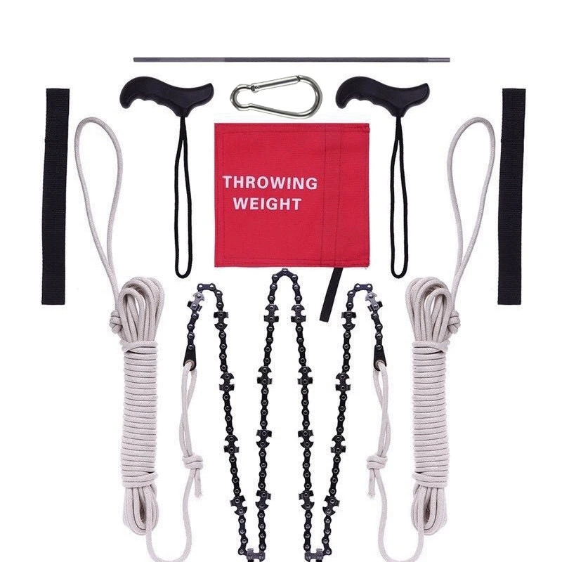 

48 Inch High Reach Rope Chain Saw Tool Kit Cutter on Both Sides Outdoor Wood Cutting Camping Tool