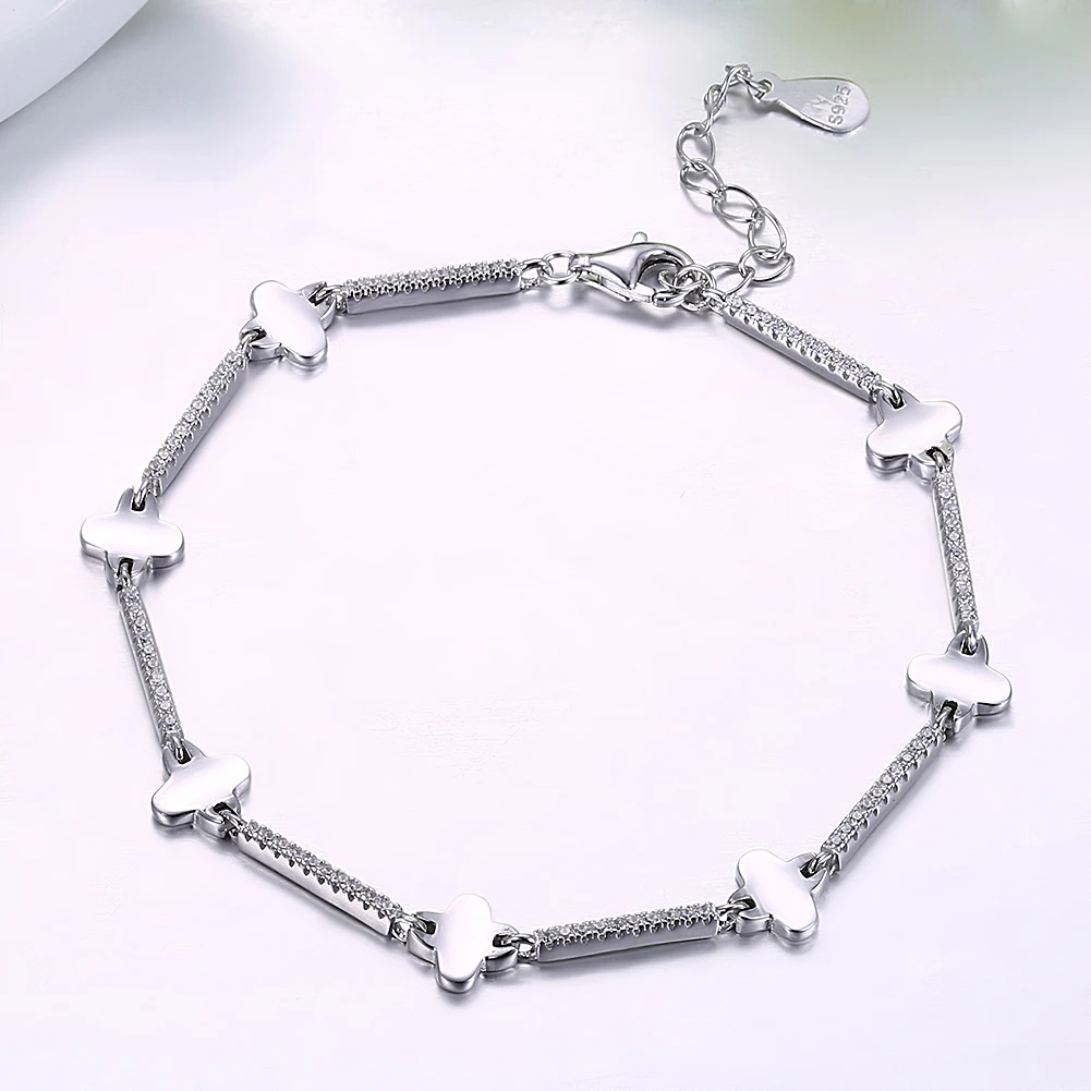 

ZEMIOR 925 Sterling Silver Bracelet For Women Shiny Flower Cubic Zirconia & Circle Charm Bracelets Female Luxury Jewelry