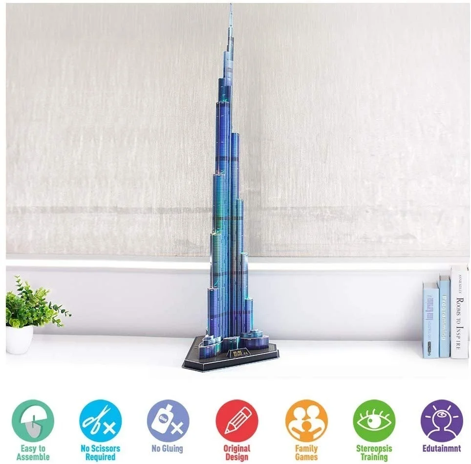 3D Пазлы Burj Khalifafor освещение в ночную архитектуру LED наборы строительных моделей