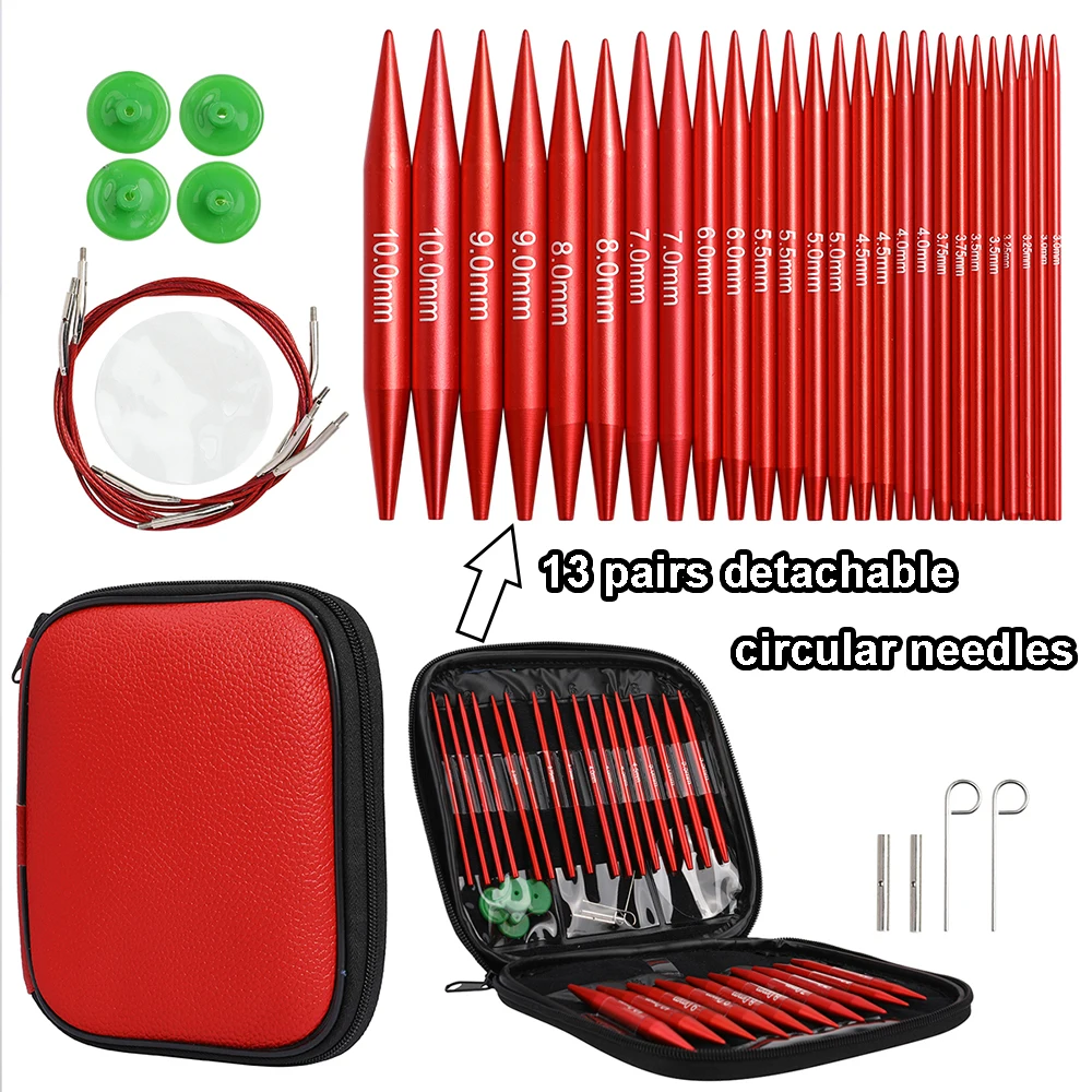 

Набор круговых спиц для вязания, 26 шт., сменные алюминиевые спицы со стандартным дизайном для вязания шерстяных узоров, аксессуары для вязания