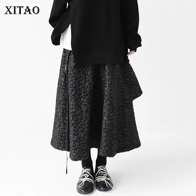 

XITAO Black Asymmetry Skirts Vintage All-match A-line Skirt Street Simplicity Minority New Arrival Fashion Casual Women GWJ1959