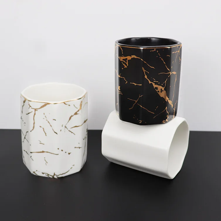 

Nordic style ins marble pen holder makeup brush cup storage cup home decoration stone gold pen holder