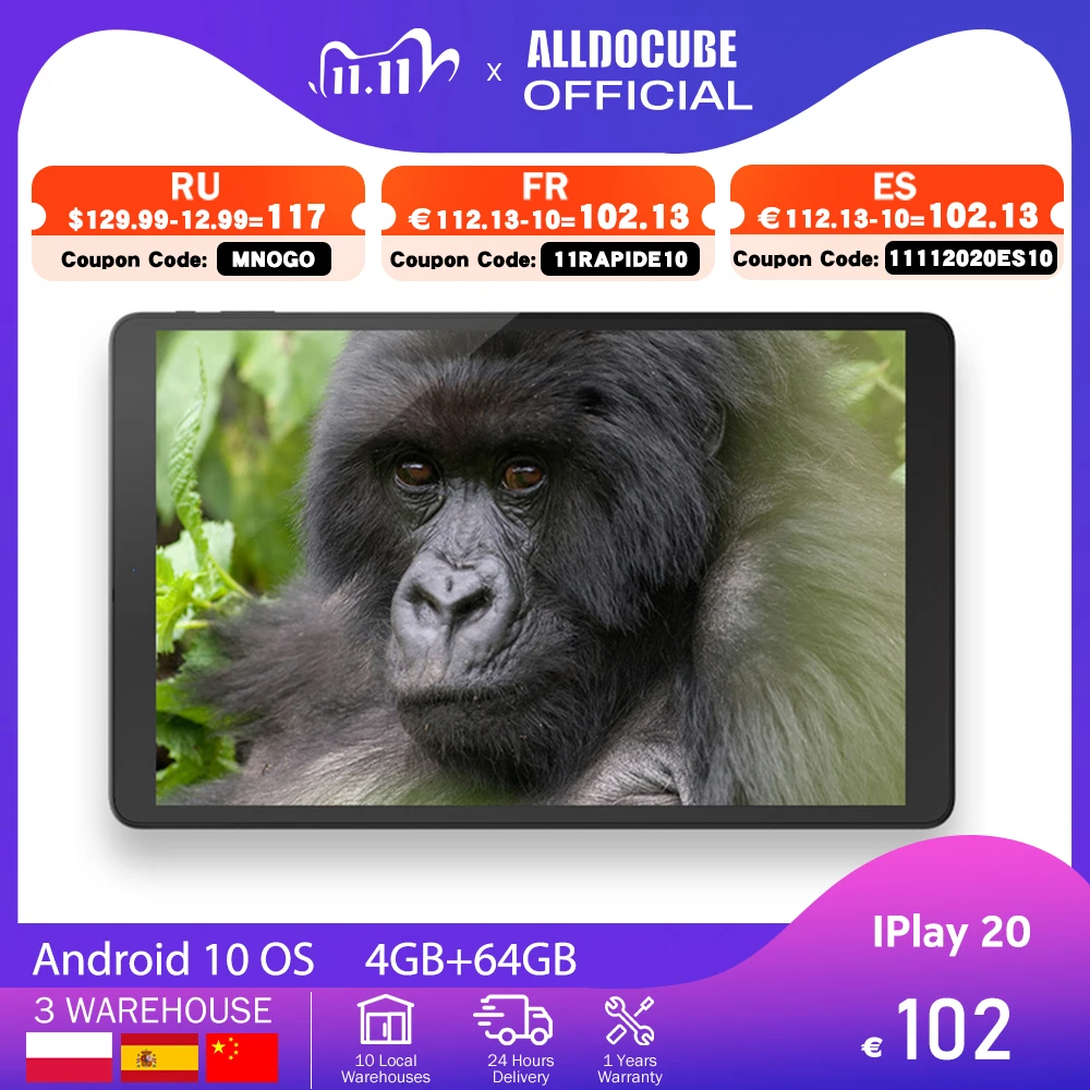 Планшет ALLDOCUBE iPlay20 на Android 10 восемь ядер экран 1 дюйма 4 Гб + 64 ГБ|Планшеты| |