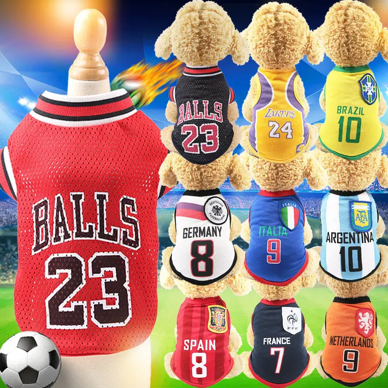 

Small, Medium and Large Dog Pet Clothes Mesh Vest World Cup Basketball Uniform Cat Dog Teddy Golden Retriever Pet Products