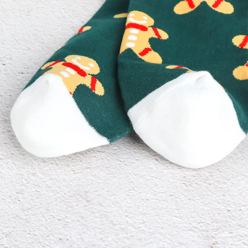 Хлопковые носки унисекс с мультяшным рисунком трубы узором в виде снежинок и