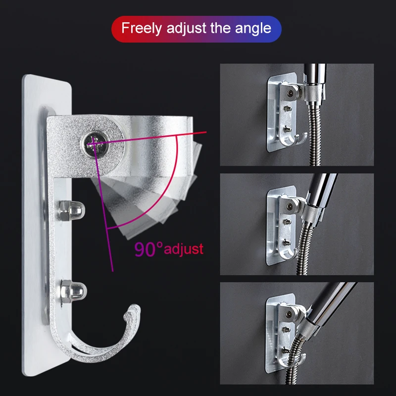 

2 pcs Shower Head Holder Punch Free Strong Adhesive Wall Mount Hook Adjustable Shower Holder for Bathroom JS23
