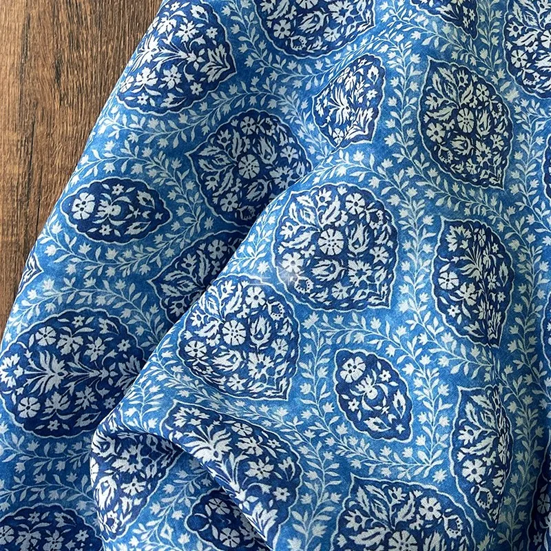 

140cm Width Ramie handmade DIY skirt fabric classical print shirt silk scarf washed soft skin-friendly spring and summer cloth