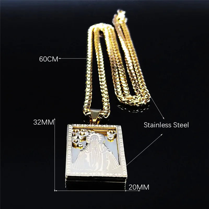 

2021 Hip Hop Double Layer Stainless Steel Necklace Pendant Women/Men Gold Color Long Goddess Necklace Jewelry bijoux N6004S02