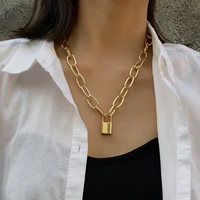 lock pendant punk necklace female gold hollow chain personality female necklace gothic necklace