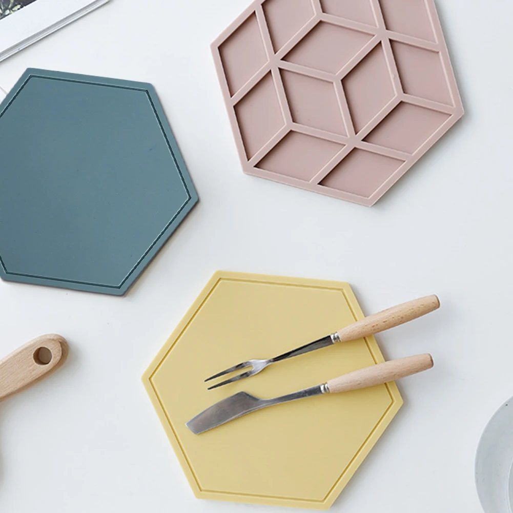 Нескользящий шестигранный силиконовый коврик для обеденного стола термостойкие