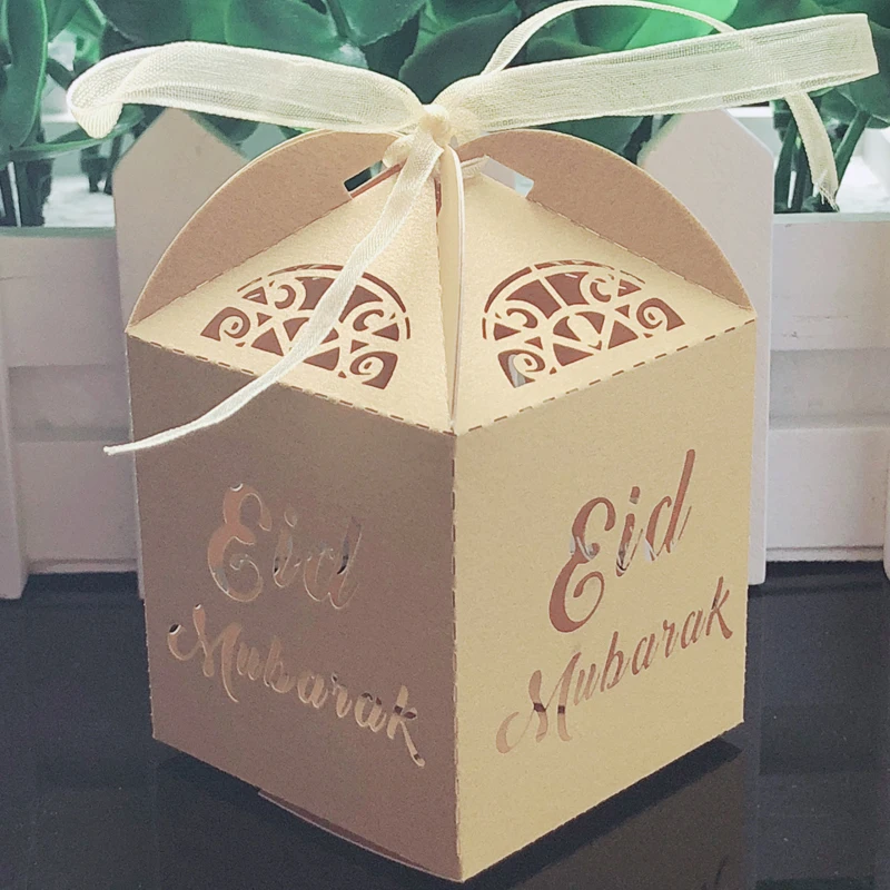 10 шт. Happy Eid Mubarak коробка для конфет украшения для Рамадана DIY бумажные подарочные коробки коробка для подарка исламский мусульманский аль-Фитр Eid вечерние поставки