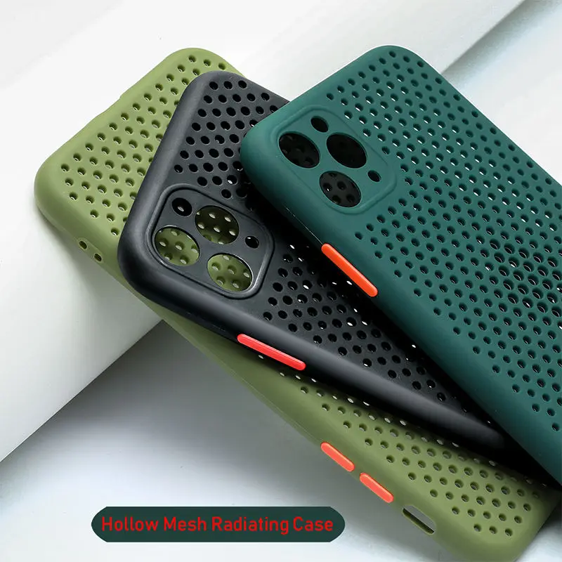 

Heat Dissipation Breathable Cooling Case For iPhone 12 11 11Pro Max XR XS Max X 8 7 6S Plus SE 2 11Pro Soft TPU Plain Color Case