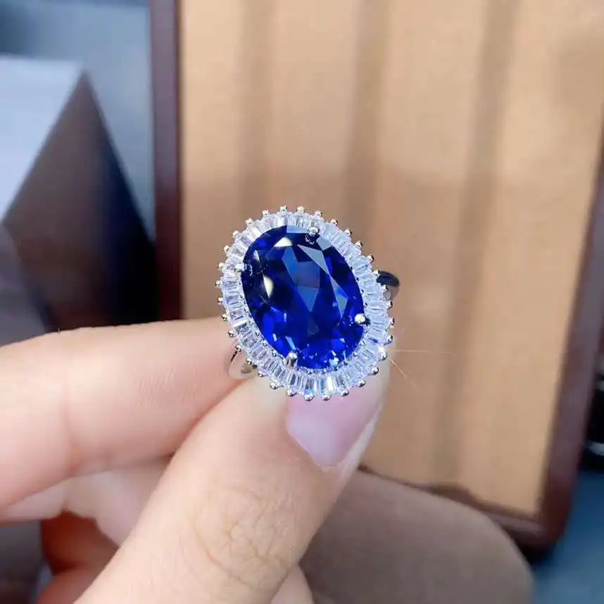 

Natural Sapphire Big Grain Gem Ring S925 Sterling Silver Fine Fashion Charming Jewelry for Women Free Shipping luxury