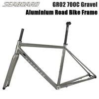 seaboard road bicycle frame gr02 gravel off road disc brake aluminum alloy frame 700c cylinder shaft with carbon fork