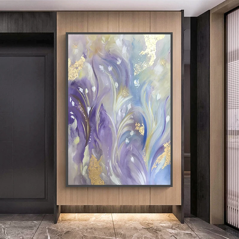 

Hand-painted Abstract Oil Painting on Canvas Living Room Decoration Hotel Villa Corridor Luxury Handmade Wall Hang Art No Framed