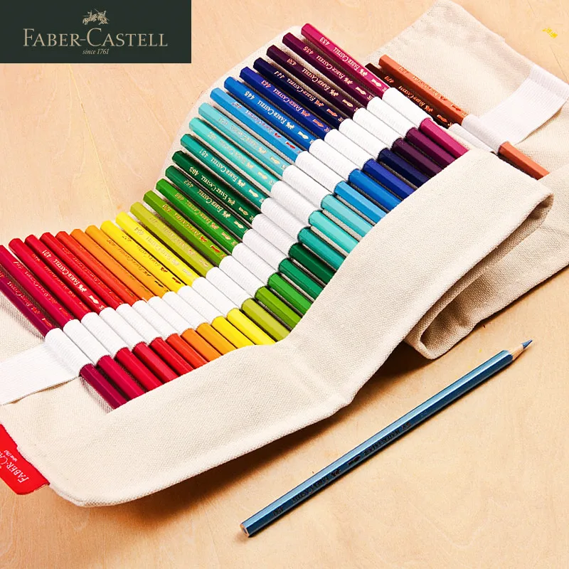 1 шт., цветные карандаши Faber Castell, рулонная сумка, Холщовая Сумка для ручек, стационарный чехол, косметичка, 50/64/76 отверстий, простая и стильная