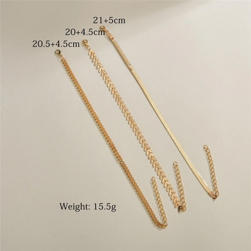 

3pcs/set Gold Color Chain Anklets For Women Beach Foot Jewelry Leg Chain Ankle Bracelets Women Accessories