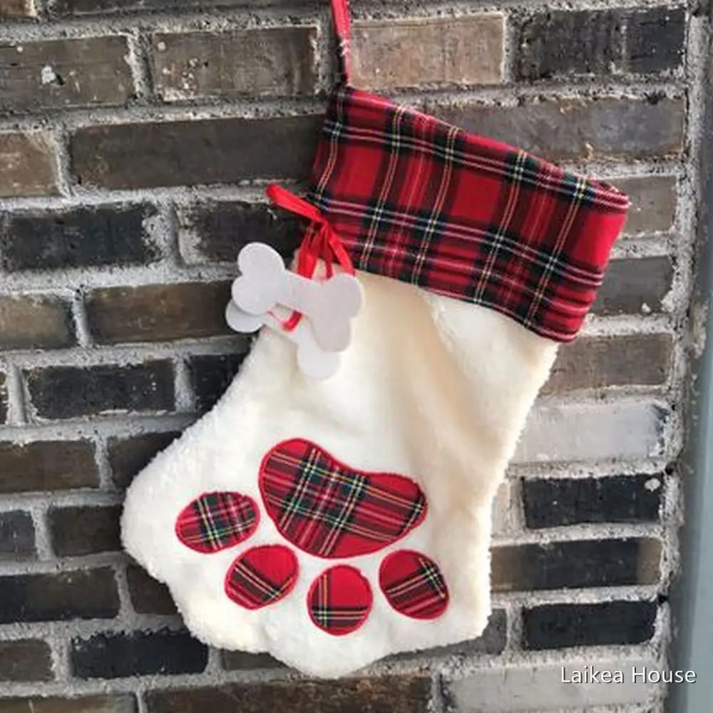 

Рождественские носки «Собачья лапа», детские рождественские носки, Подарочный пакет из полиэстера, Рождественское украшение, высококачественные подвесные украшения, товары Вечерние