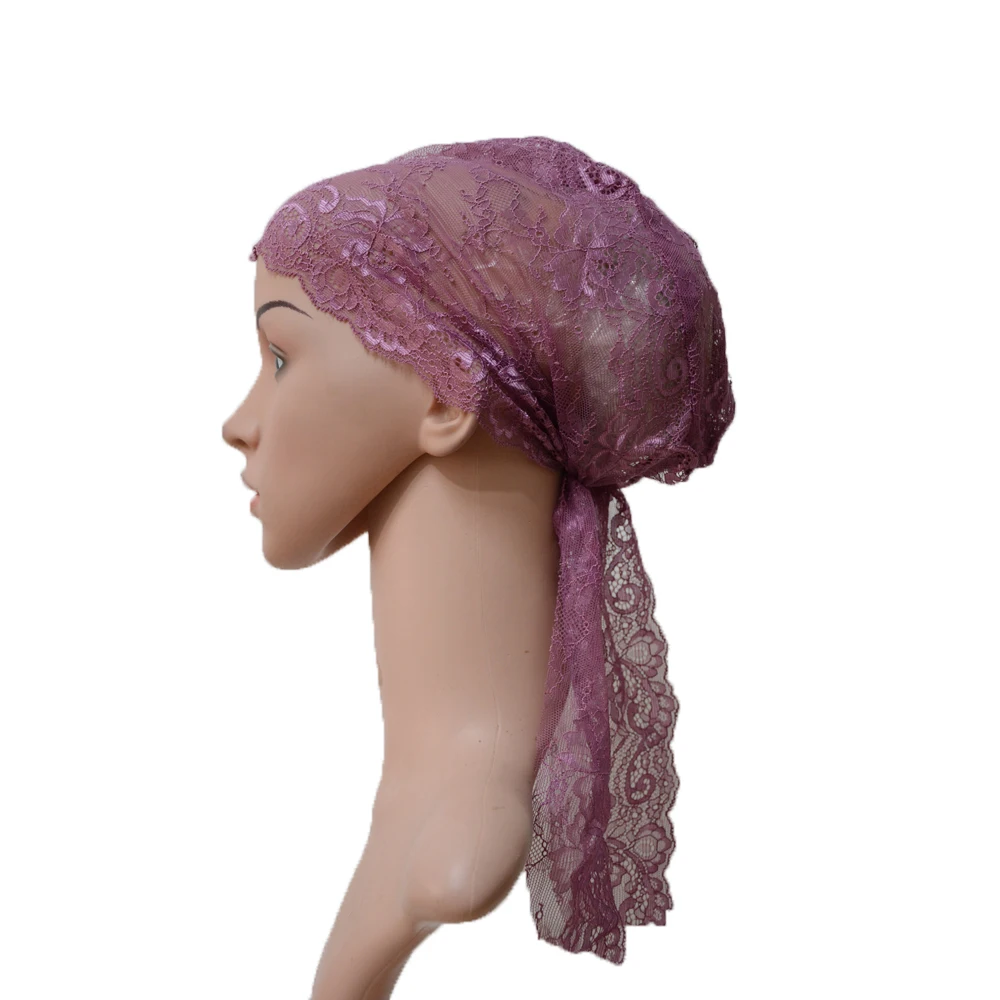 12 шт. модная женская мусульманская внутренняя шапка Эластичный кружевной
