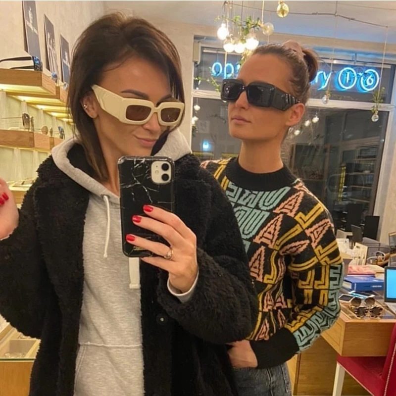 

2021Women Oversized New Luxury Brand Sun Glasses Men Vintage Fashion rectangle Sunglasses Female lunette de soleil femme