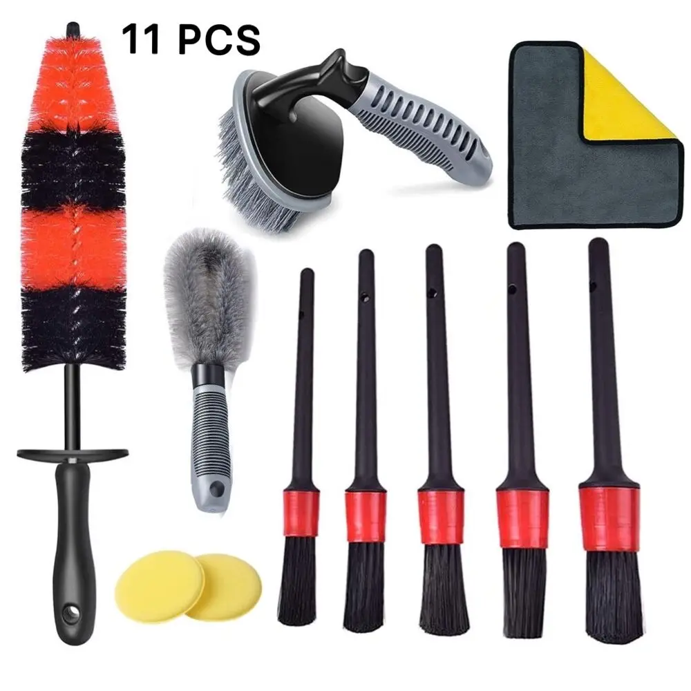 

11Pcs Wheel & Tire Brush Car Detailing Kit, Long Soft Wheel Brush, Detailing Brushes for Automotive Cleaning Wheels