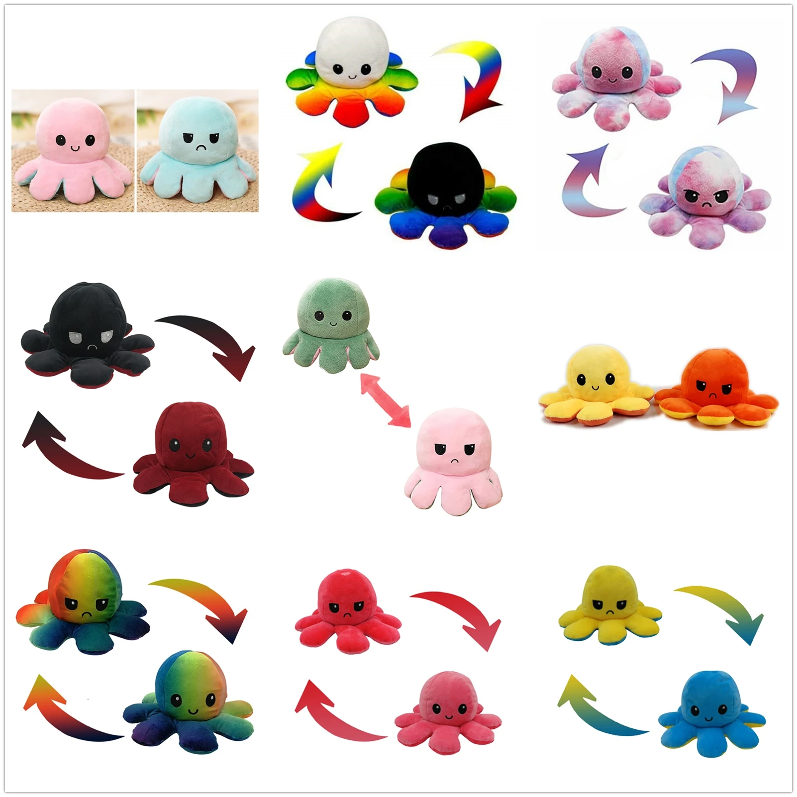 

Doll Stuffed Emotional New Flip Plush supplies Home Stuffed Flip supplies Double-sided Home Toy Kids pulpo Octopus Crossing