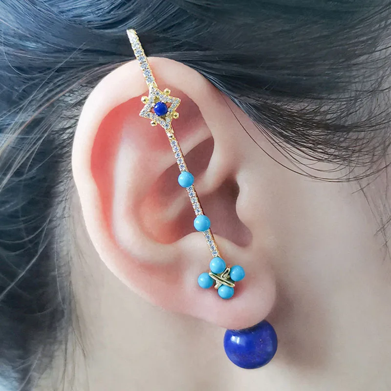 

925 Sterling Silver Original New Turquoise Personality Creative Earrings European And American Temperament Luxury Brand Jewelry