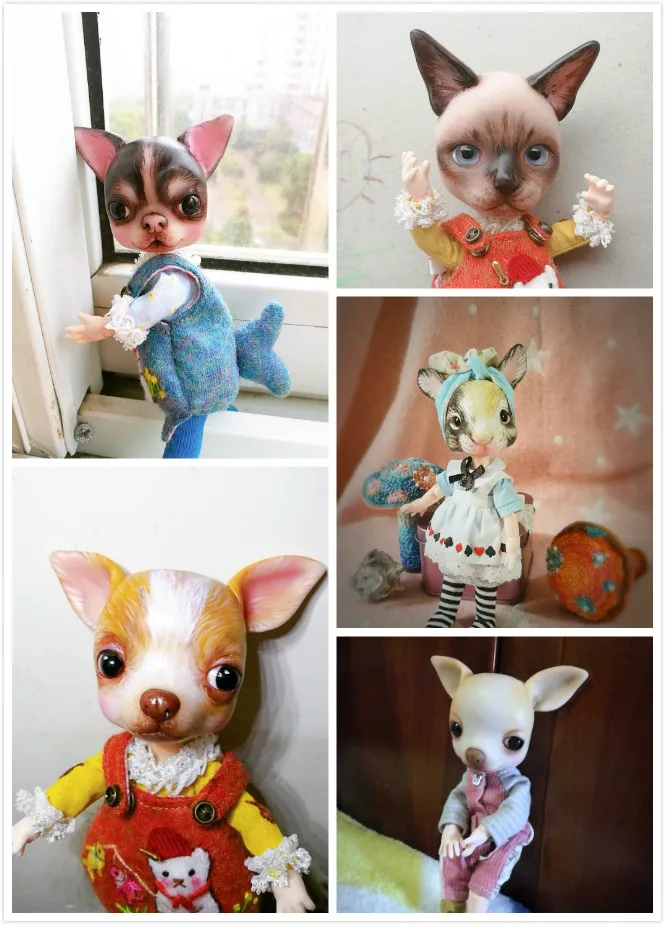Куклы с лицом животного Ob11 1/8 персонализированные BJD куклы головами животных