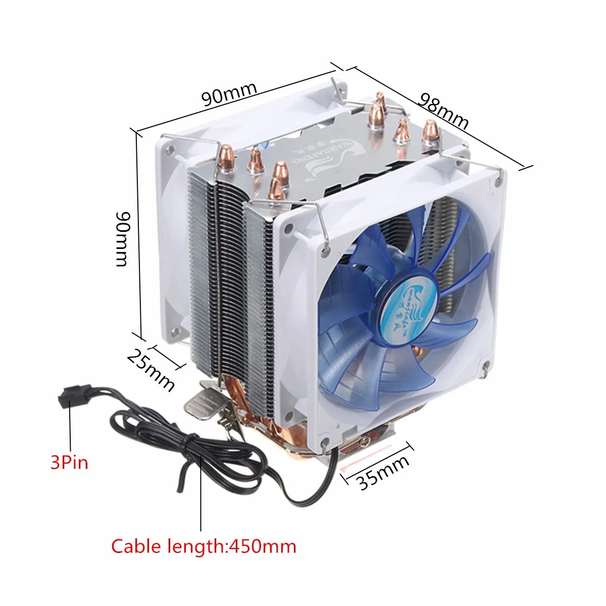 Охладитель ЦП с двумя вентиляторами 3 контакта для Intel LGA775/1150/1155 AMD AM2/AM2 +/AM3 AM4 Ryzen |