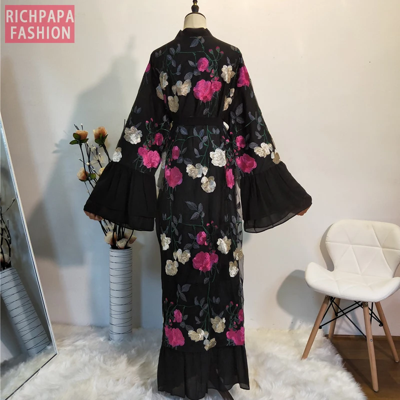 Ramadan Kimono Abaya Robe Femme Dubai Cardigan Muslim Dress Women Kaftans Caftan Marocain Qatar Elbise Turkish Islamic Clothing |
