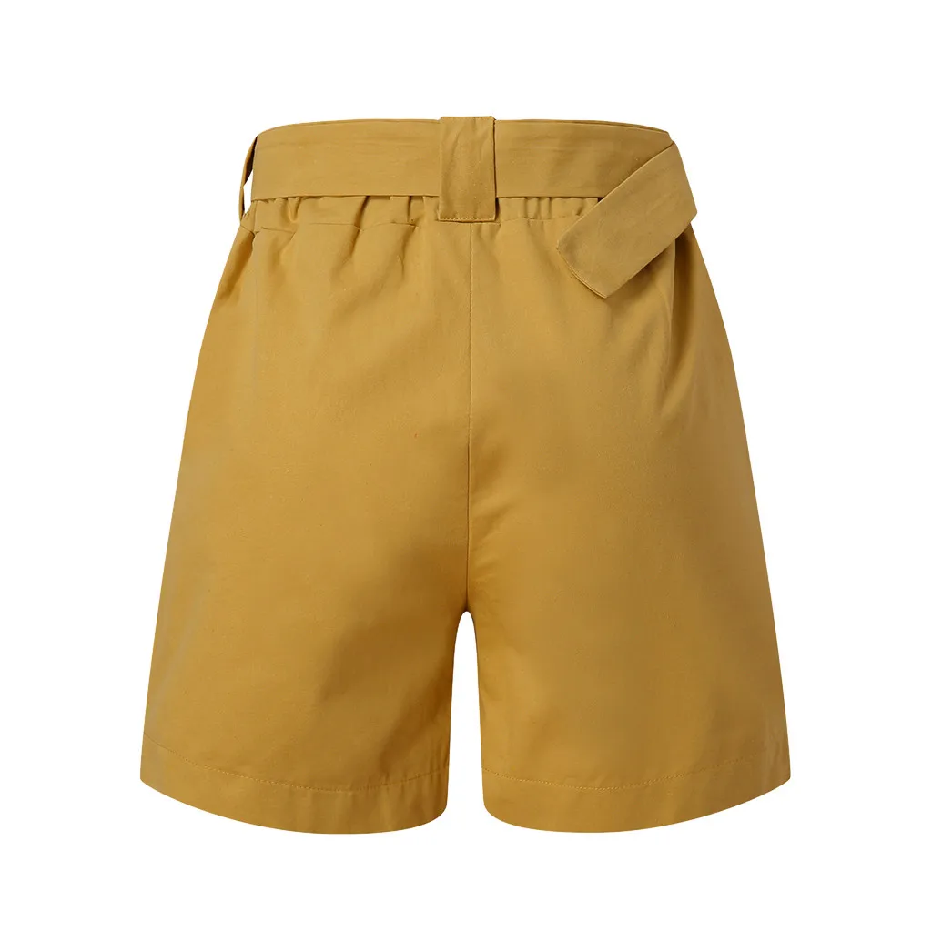 Шорты Женские с завышенной талией повседневные однотонные свободные короткие