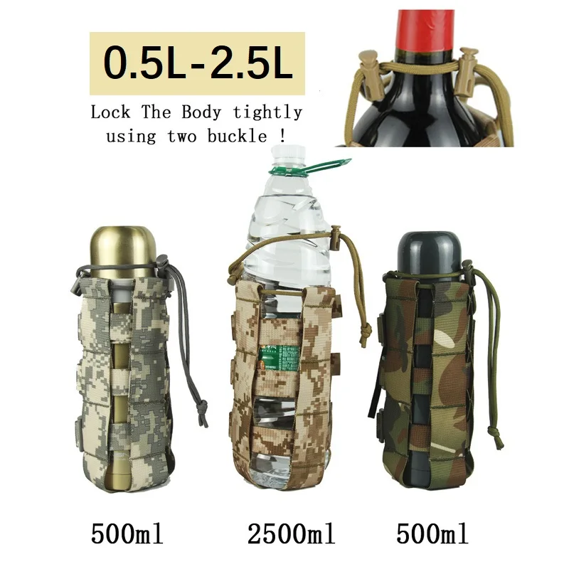 

0.5L-2.5L Tactical Molle Water Bottle Pouch Oxford Military Canteen Cover Holster Outdoor Travel Kettle Bag With Molle System