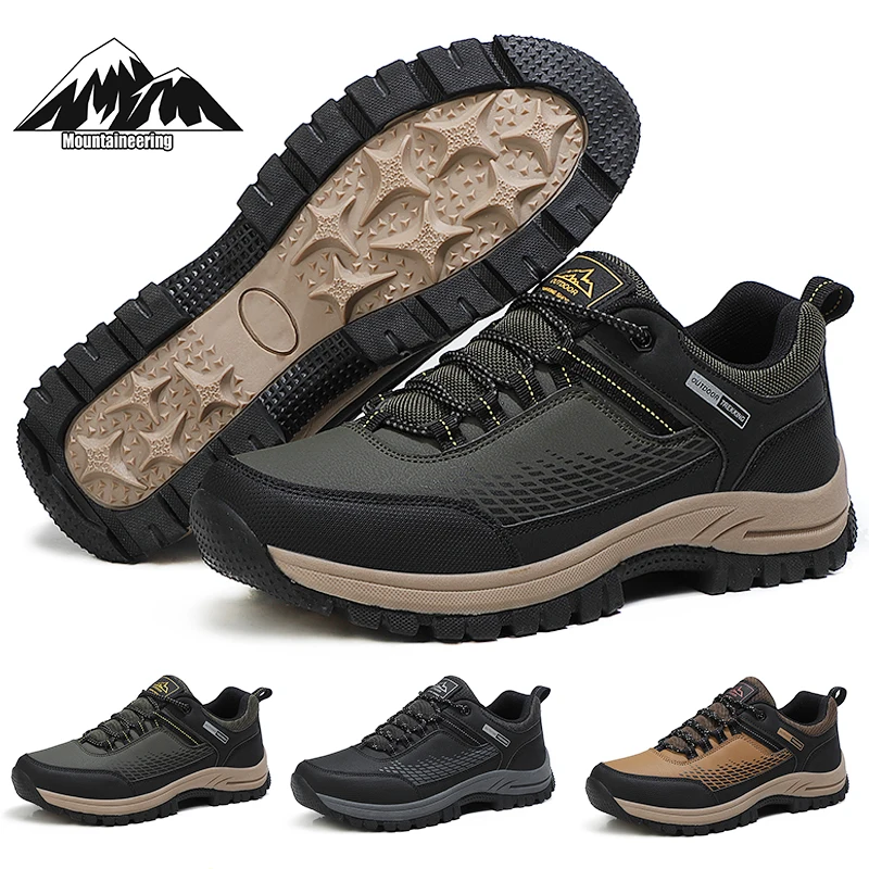 

2021 Men Hiking Boots Non-slip Mountain Sports Shoes Outdoor Waterproof Camp Shoes Long-distance Travel Shoes Men Fishing Shoes