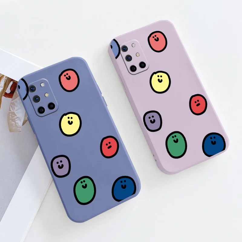 

Colorful Bubbles Liquid Silicone Phone Case For Oneplus 8t 9 9pro 9r pro Square Camera Lens Protection Soft Back Cover Coque