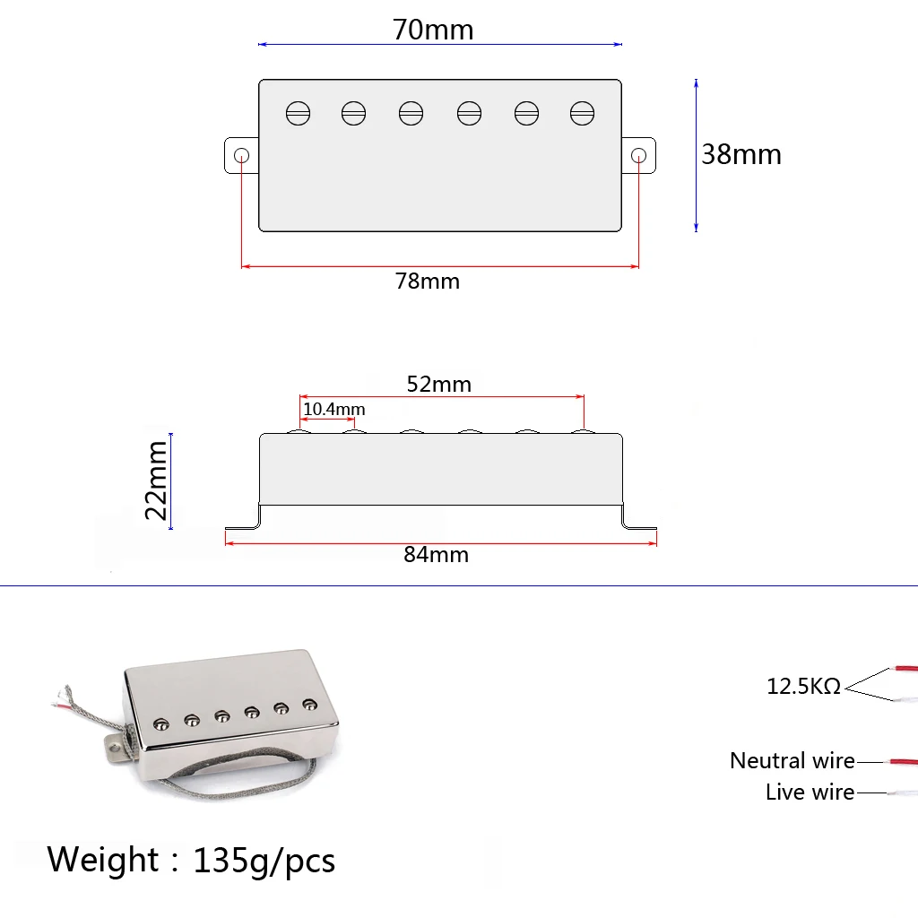 Мельхиор LP гитара Humbucker шейный мост затактовый звукосниматель с одной катушкой