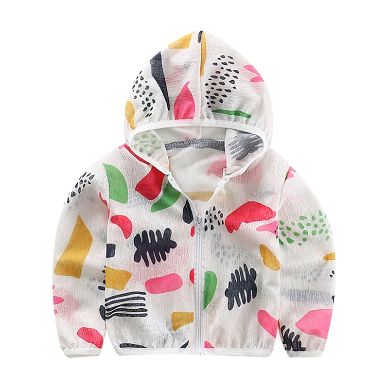 Летнее пальто детская одежда унисекс для защиты от солнца с капюшоном на молнии
