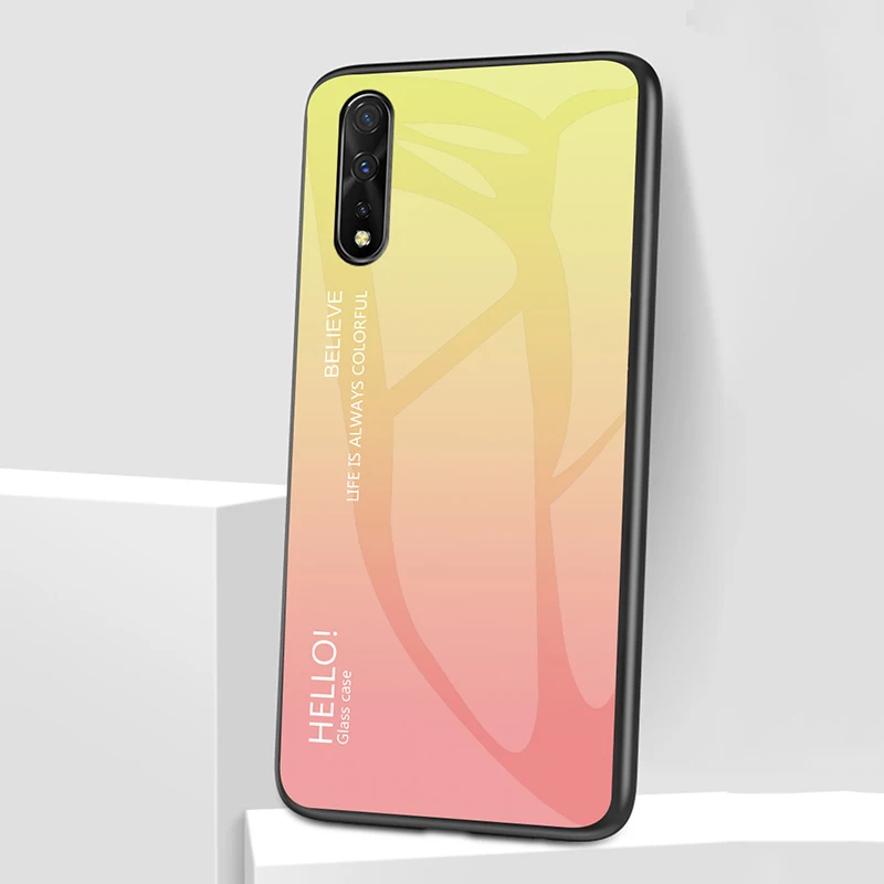 Градиентный защитный чехол для телефона из закаленного стекла Huawei P20/Pro P30 Lite/Nova4E