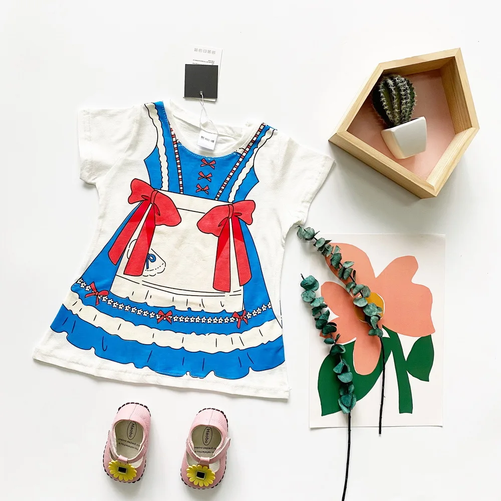 

Tonytaobaby Girls Dress Maid Lolita Wind 3D Bow Cotton Loose Kids Dresses for Girls