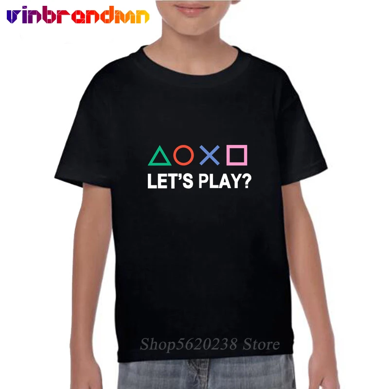 

Retro Street style PS Logo t shirt Xbox Video Game Play Station children tee Cool Lets Play PS1 PS5 tops for kids tshirts boys