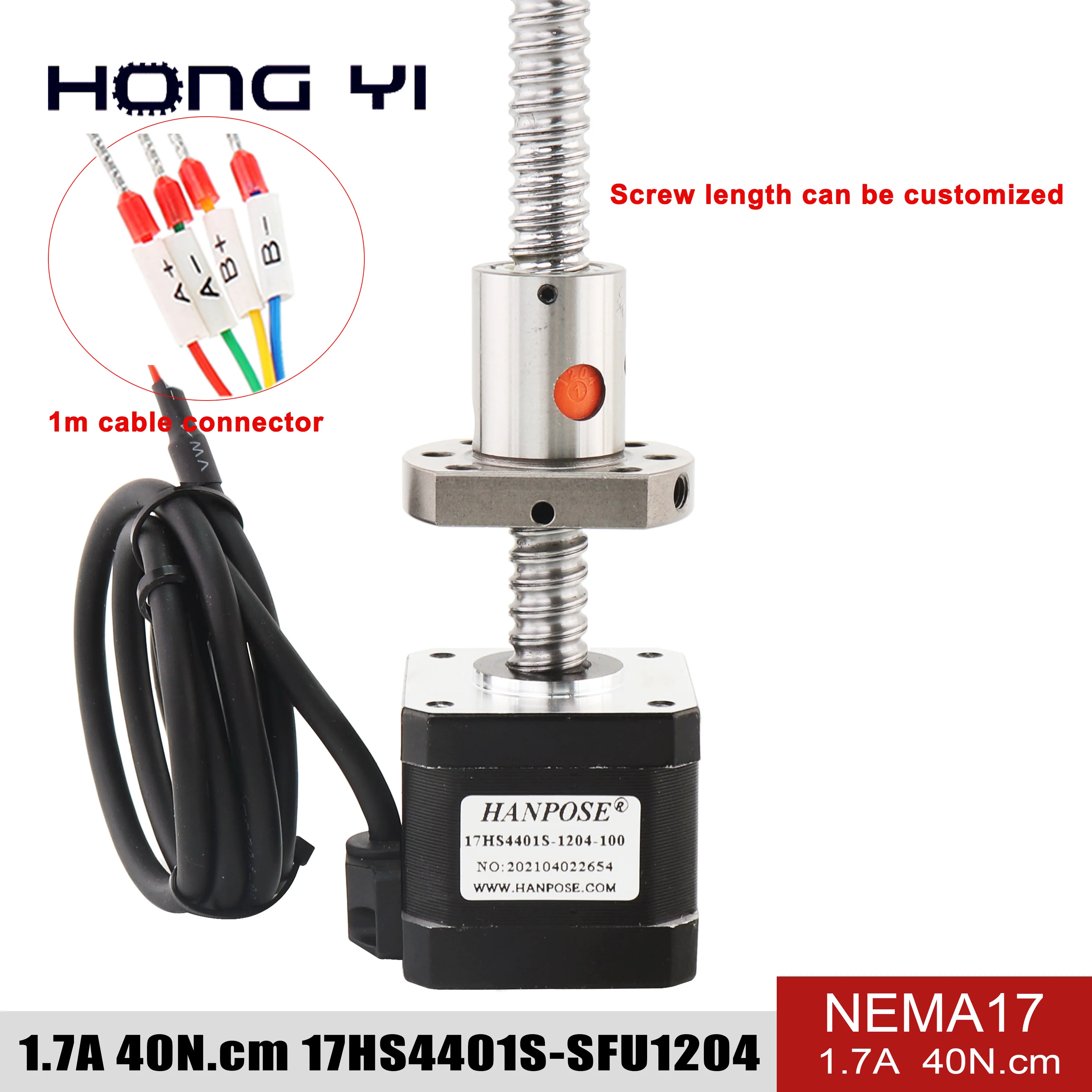 Nema17 шариковый винт шаговый двигатель 17HS4401S 1.7A ШВП SFU1204 для станка с ЧПУ 3D принтер 4