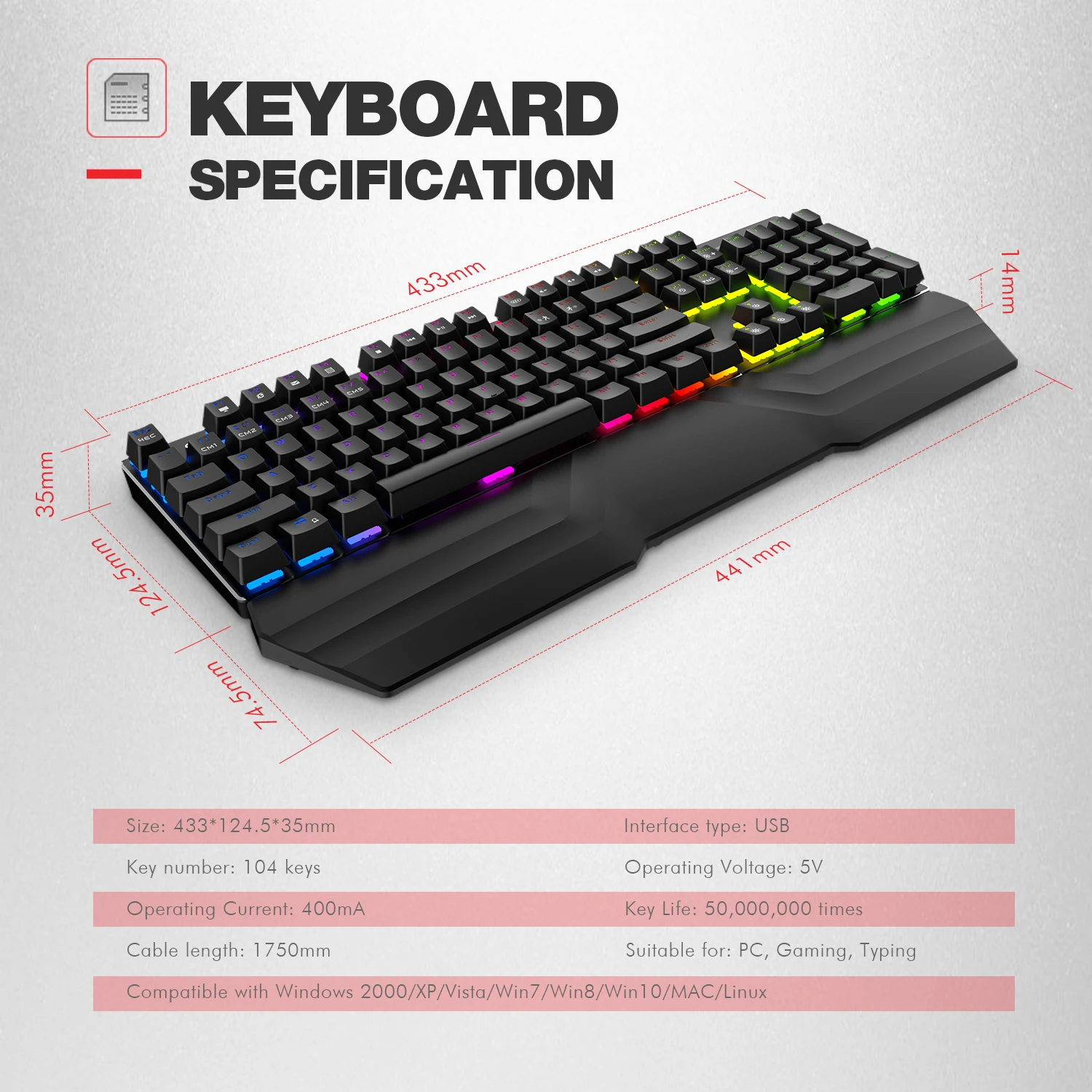 Проводная клавиатура HAVIT RGB механическая 104 клавиши русская версия | Компьютеры и